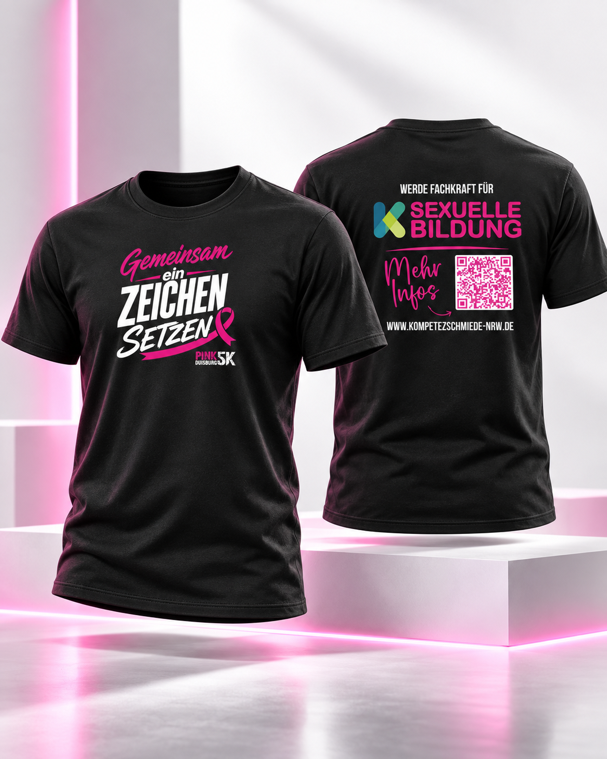 Schwarze Running Shirts für die Kompetenzschmiede NRW beim 5K Run in Duisburg