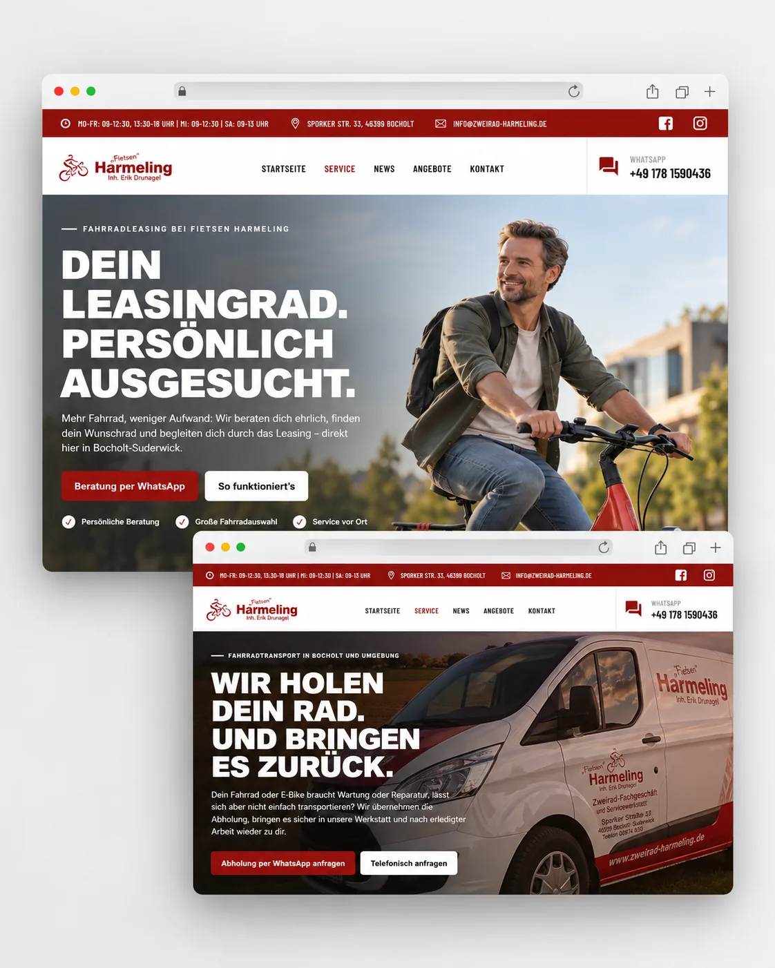 Website-Mockup von Zweirad Harmeling in Bocholt-Suderwick