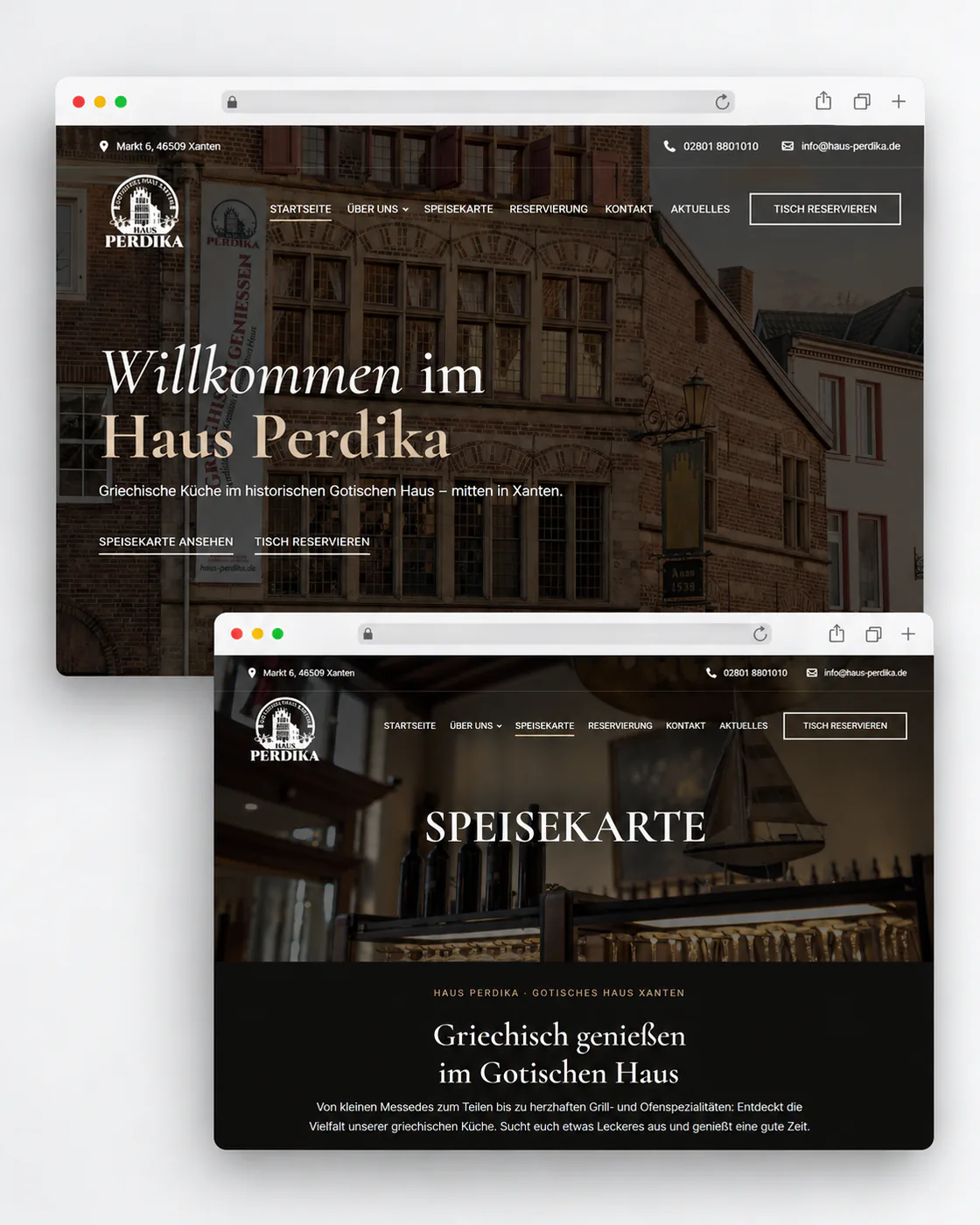 Webdesign-Mockup der neuen Haus-Perdika-Website in Xanten